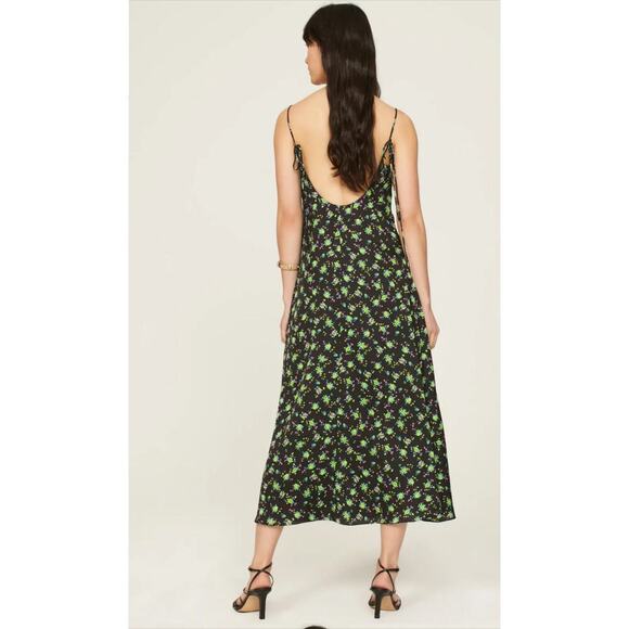 B51 Sandro Midi Dress Womens 6 Paola Floral Ruched  Ethereal Swiftie  Coquette - Picture 3 of 10